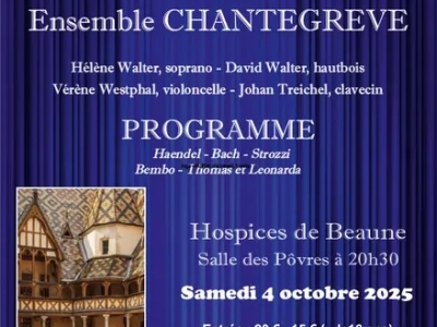 Beaune - Soirée musicale d’exception à l’Hôtel-Dieu le 4 octobre avec le Centre d’Études de Musique Baroque de Bourgogne