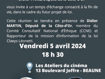Beaune - Conférence-débat sur la fin de vie vendredi soir : les citoyens invités à contribuer au futur projet de Loi