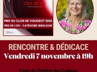 Chagny - Rencontre littéraire le 7 novembre  : Florence de La Rivière met la dégustation en lumière