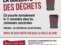 Collecte des déchets le samedi 11 novembre