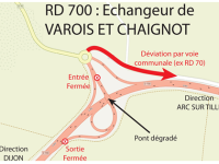 Travaux de réfection de l’étanchéité du pont de franchissement de la RD 700 par l’échangeur de Varois-et-Chaignot