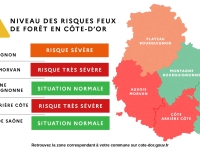 Prévention des feux de forêt en Côte-d’Or -Passage de certaines zones du département en risque sévère d’incendie et risque très sévère d’incendie