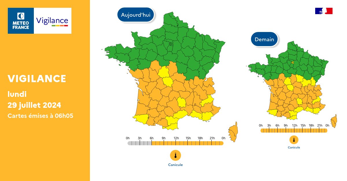 Vague de chaleur : 39 départements d'une large moitié sud de la France ...