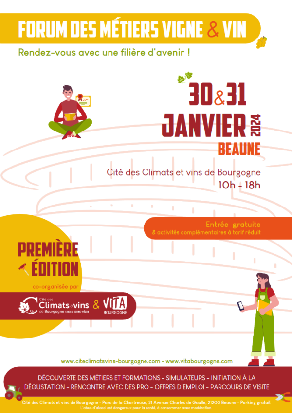 A noter sur vos agendas - Le Forum des Métiers Vigne & Vin à la Cité des Climats et vins de Bourgogne 