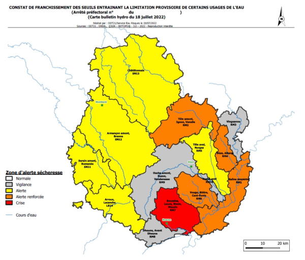 Sécheresse en Côte-d’Or : la sécheresse s’accentue dans le département Un renforcement des mesures de restriction est applicable à compter du lundi 25 juillet 2022