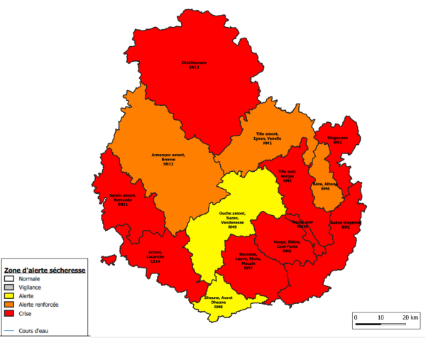 Sécheresse en Côte-d’Or : des territoires toujours en crise malgré les épisodes de pluies des derniers jours - La reprise d’activités sous surveillance Maintien des mesures prises