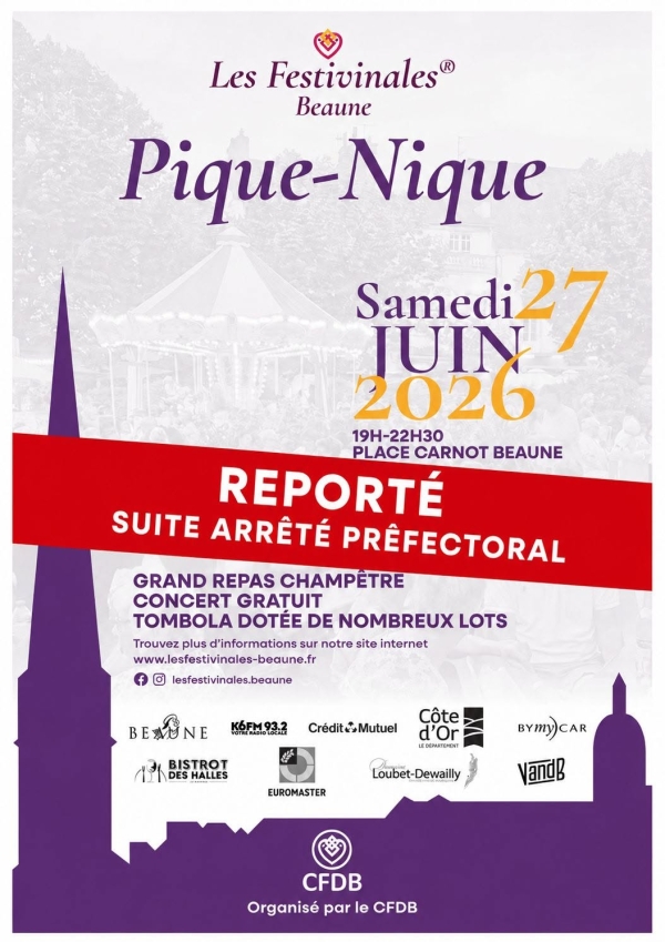 Beaune - Le Pique-Nique Les Festivinales® reporté au 8 août en raison des restrictions liées à la canicule