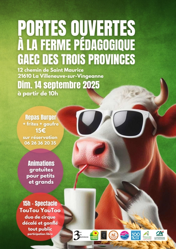 Portes ouvertes à la Ferme pédagogique du GAEC des 3 Provinces le dimanche 14 septembre 