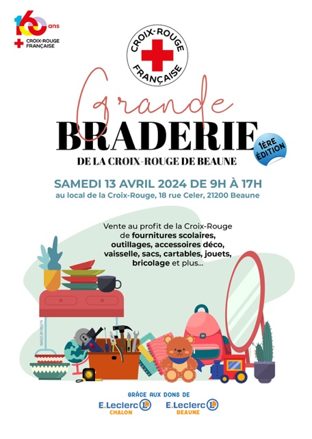 Beaune - Grande braderie de la Croix-Rouge Française le samedi 13 avril