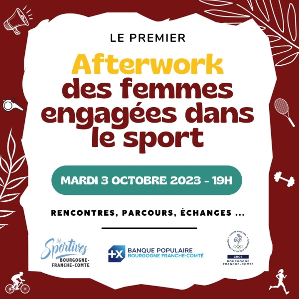Premier afterwork des femmes engagées dans le sport en Bourgogne -Franche-Comté le mardi 3 octobre