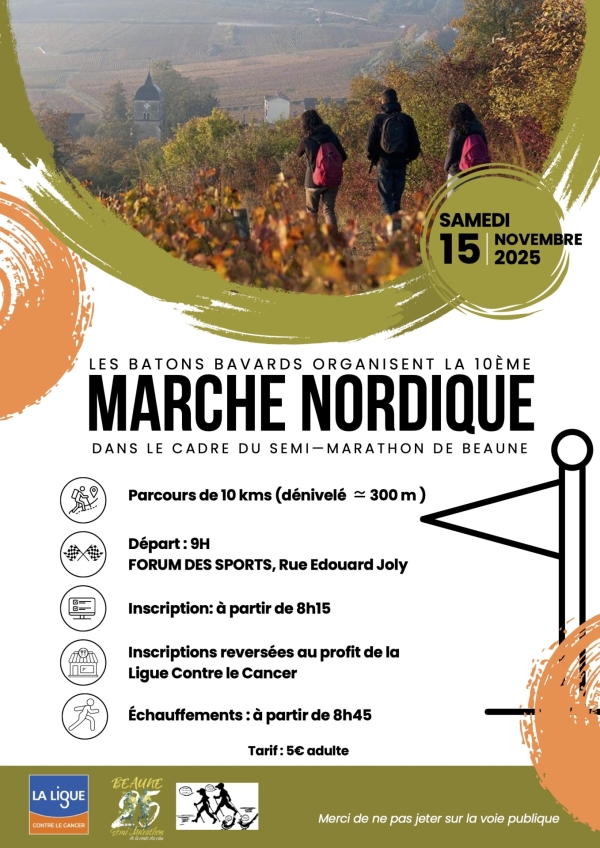 Beaune – Marche nordique et randonnée : une matinée sportive et solidaire dans le cadre du semi-marathon de la Vente des Vins