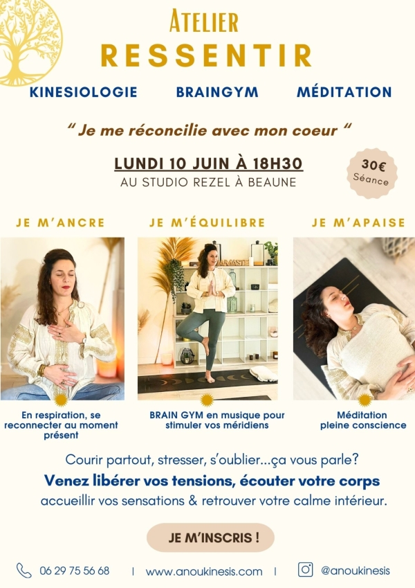 Studio Rezel à Beaune - Atelier Ressentir : réconciliation avec le cœur le lundi 10 juin