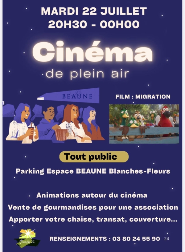 Beaune - Cinéma sous les étoiles avec Les Espaces Beaunois : rendez-vous mardi 22 juillet à 20 h 30 !