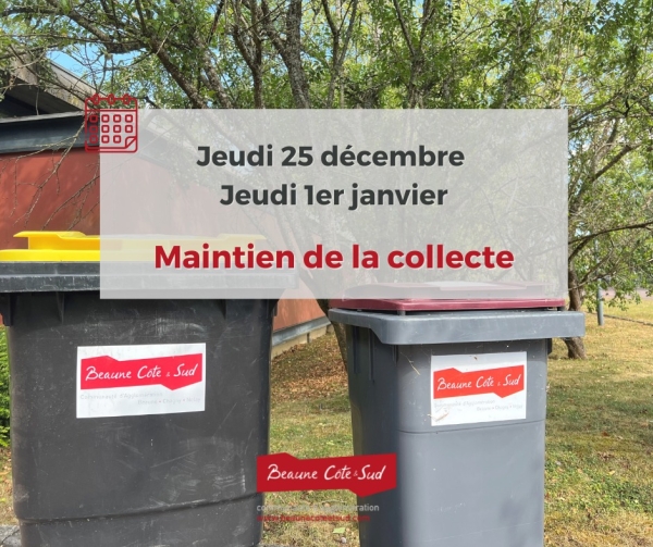 Beaune Côte & Sud – Collecte des déchets maintenue les jours fériés