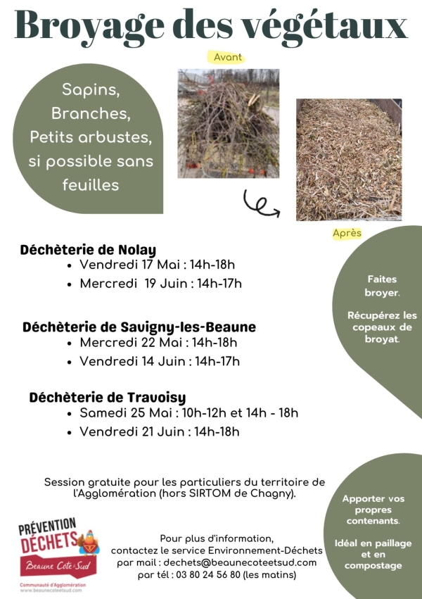 Beaune Côte et Sud - Valoriser ses déchets verts : sessions de broyage gratuites avec l'Agglo 