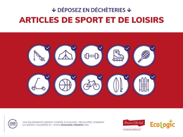 Beaune Côte & Sud - Les déchèteries accueillent désormais les articles de sport et loisirs