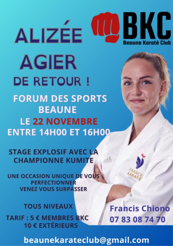 Beaune – La championne de karaté Alizée Agier donnera un stage le 22 novembre 