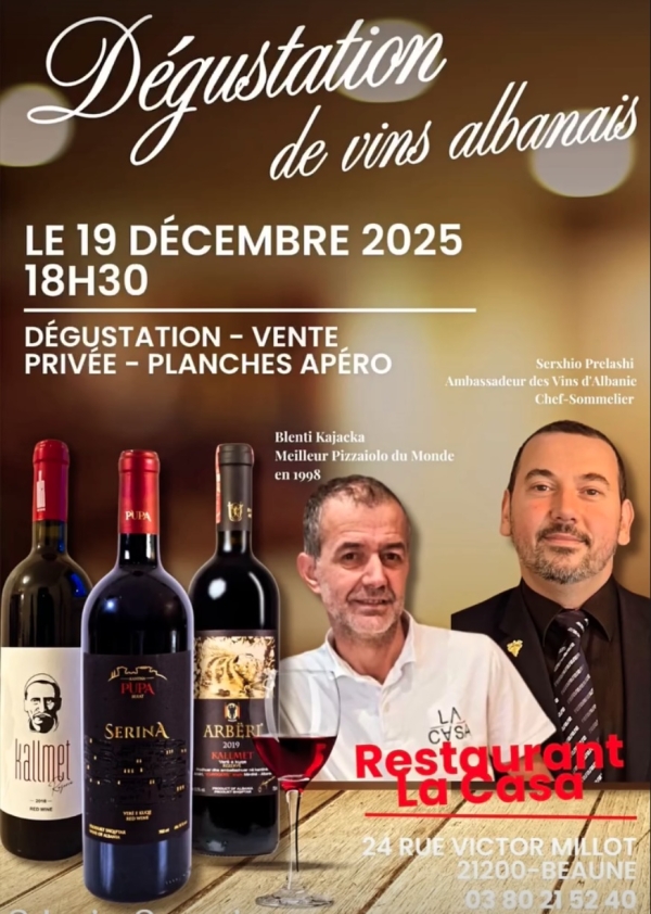Beaune - La pizzeria La Casa invite à découvrir les vins d’Albanie