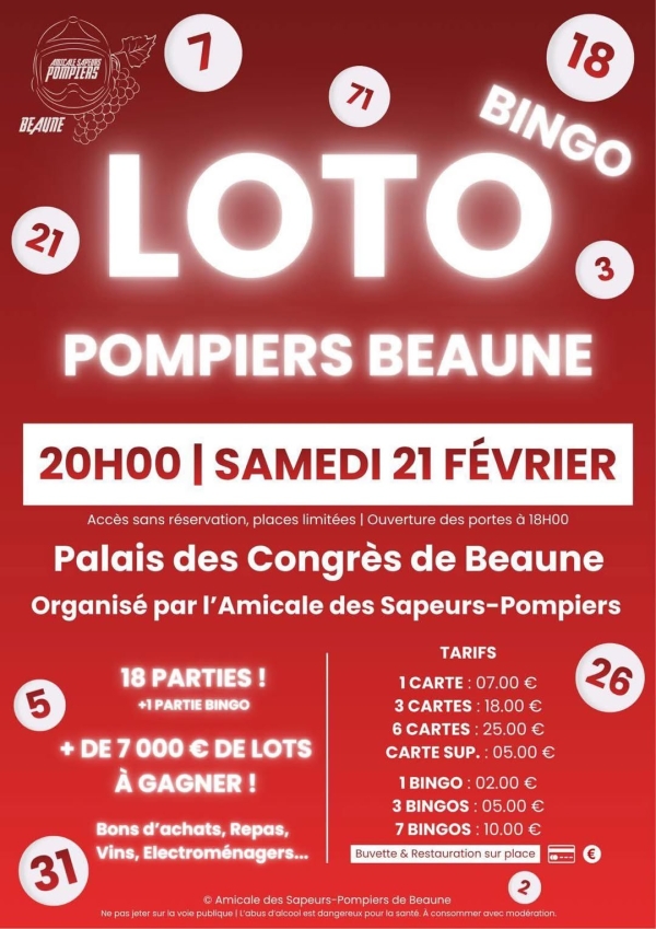 Beaune - Loto des pompiers ce samedi : une grande soirée solidaire au Palais des Congrès