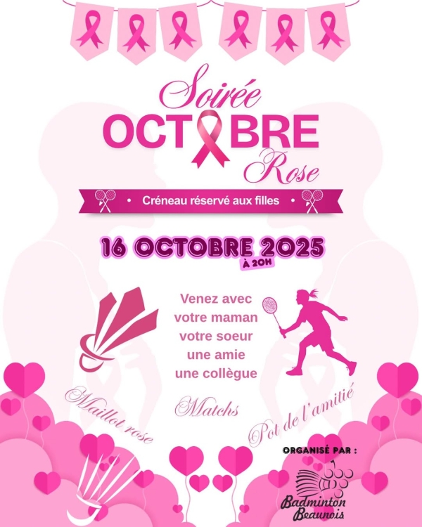 Soirée Octobre Rose : le Badminton Beaunois organise une soirée 100 % filles