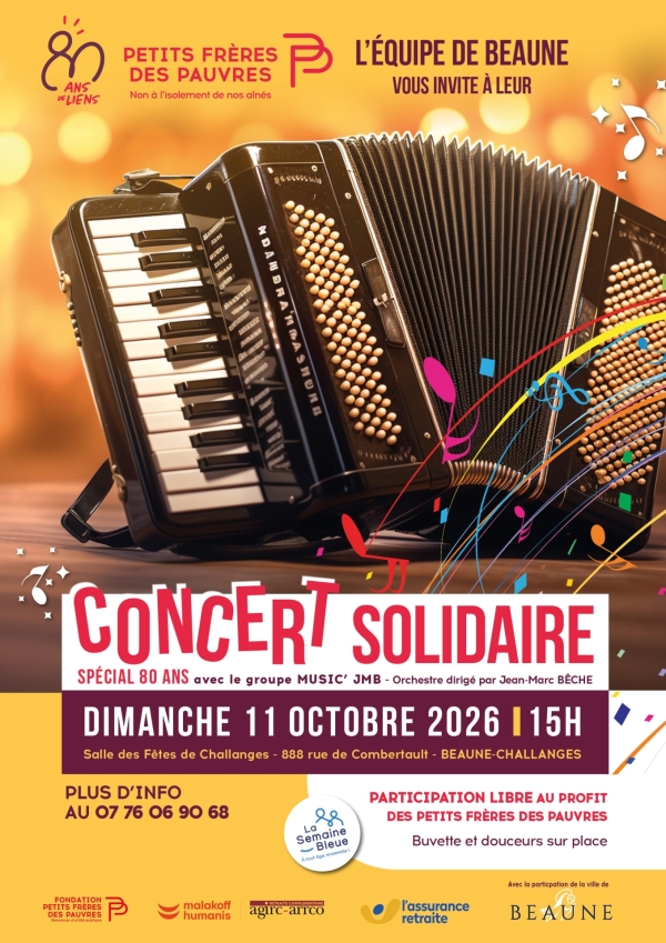 Beaune - La musique contre la solitude : les Petits Frères des Pauvres fêtent leurs 80 ans le dimanche 11 octobre