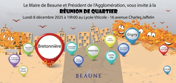 Beaune – Réunion du quartier au lycée viticole le lundi 8 décembre