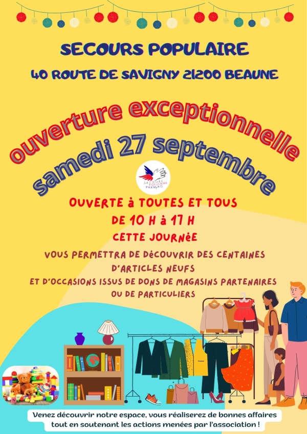 Beaune - Ouverture exceptionnelle de la boutique solidaire du Secours populaire le samedi 27 septembre