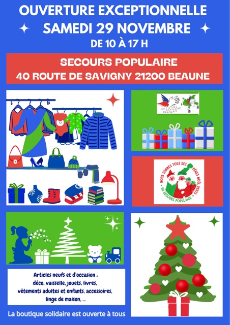 Beaune – Ouverture exceptionnelle de la boutique solidaire du Secours populaire pour les Pères Noël verts
