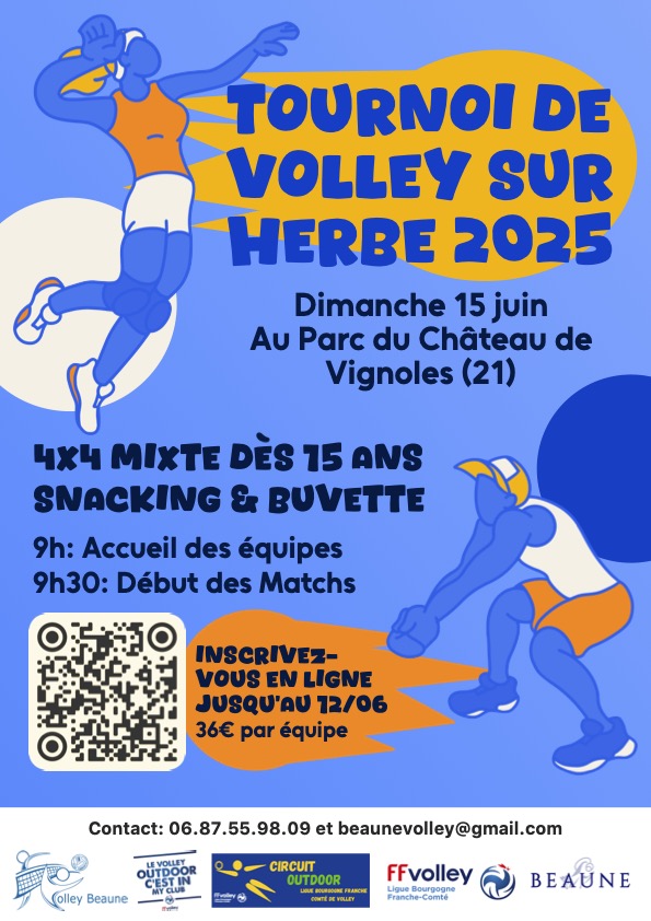Volley Beaune – Un tournoi sur herbe à Vignoles le dimanche 15 juin