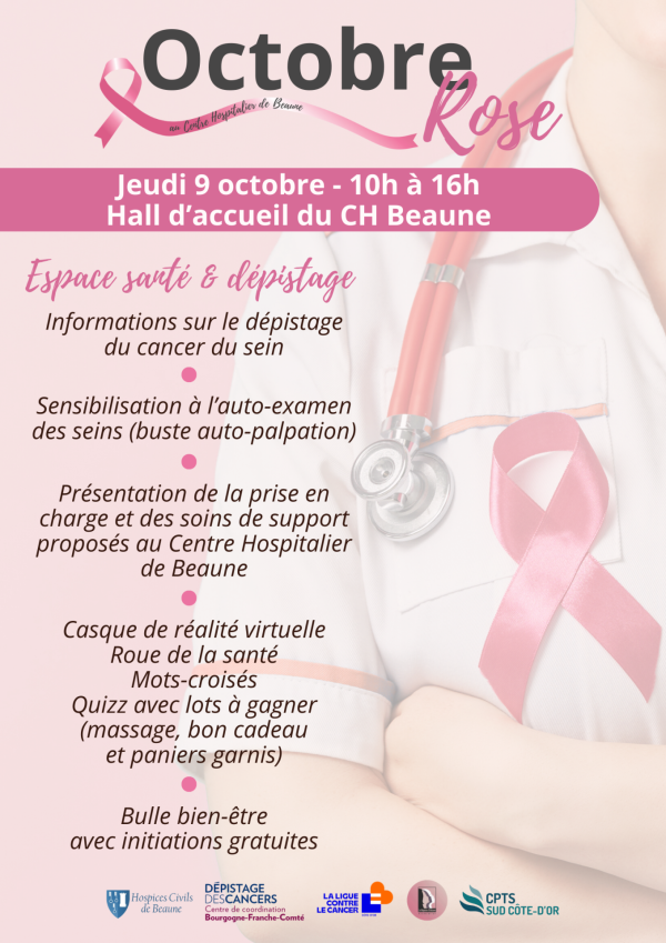 Octobre Rose à Beaune - Une bulle bien-être et des ateliers inédits au Centre Hospitalier le 9 octobre