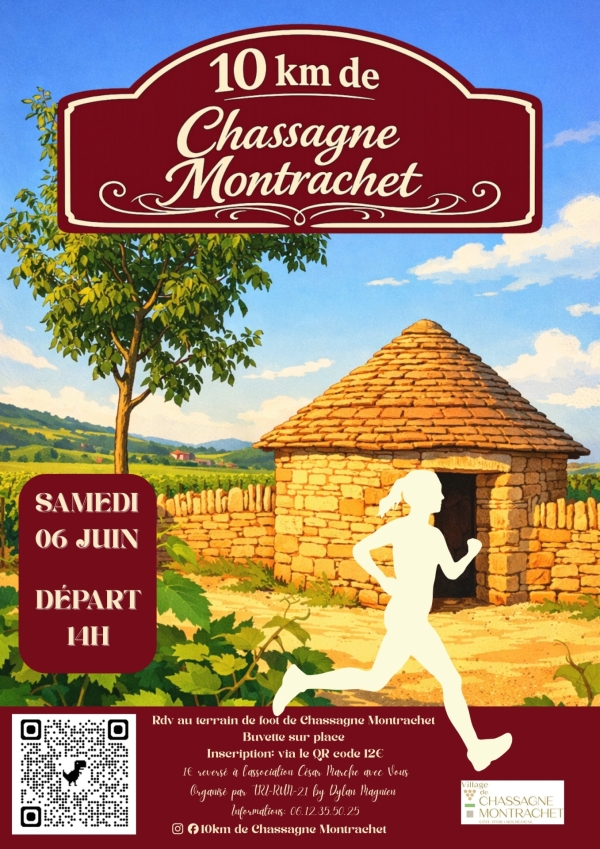 Chassagne-Montrachet - Une première course de 10 km au cœur des vignes le 6 juin