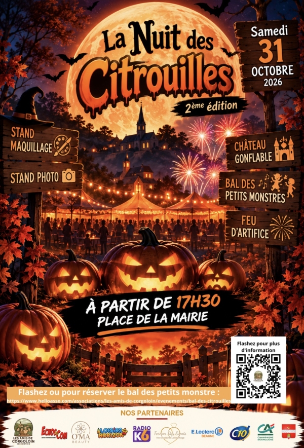 Corgoloin – Halloween : la Nuit des citrouilles revient le 31 octobre avec animations, défilé aux flambeaux et feu d’artifice