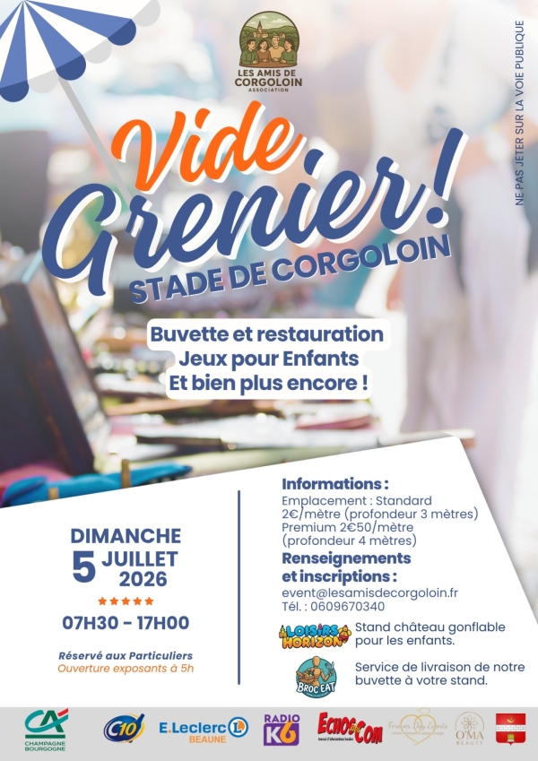 Corgoloin - Plus de 150 exposants attendus pour le premier vide-grenier des Amis de Corgoloin, samedi 5 juillet 