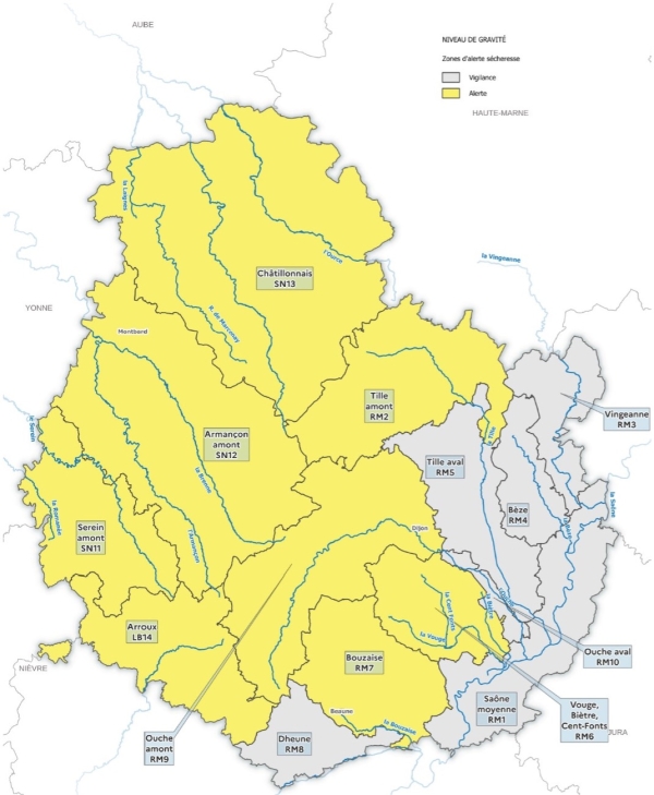 Côte-d'Or - La préfète prend les premières mesures de restrictions et appelle l’ensemble des usagers à économiser la ressource en eau