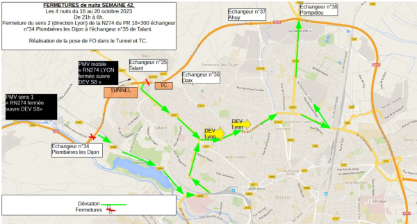 DIR-CE - Fermeture partielle de la RN74 les nuits du 16 au 20 octobre