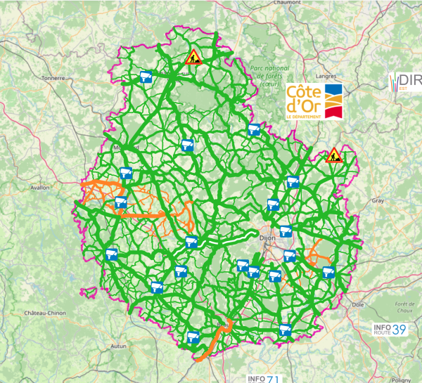 InfoRoute 21 - Conditions de circulation : prudence recommandée sur certaines routes