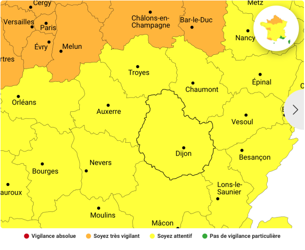 Alerte météo : La Côte-d'Or en vigilance jaune vent et pluie avec le passage de la dépression Louis