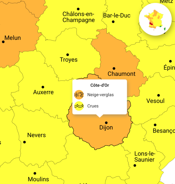 Côte-d’Or - Météo-France place le département en vigilance orange neige-verglas dès dimanche midi