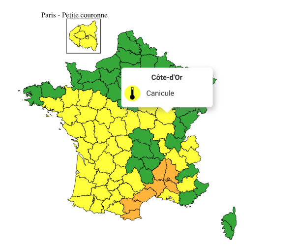 Le département de la Côte-d’Or placé en vigilance jaune « canicule » à compter du lundi 6 juillet à 12 h
