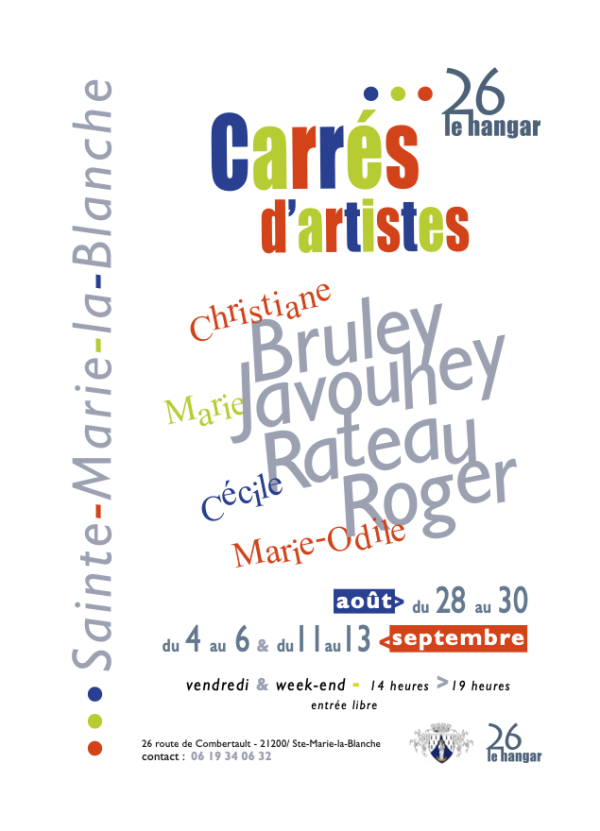 Sainte-Marie-la-Blanche - « Carrés d’Artistes » : quatre univers picturaux à découvrir au 26 Le Hangar du 28 août au 13 septembre 