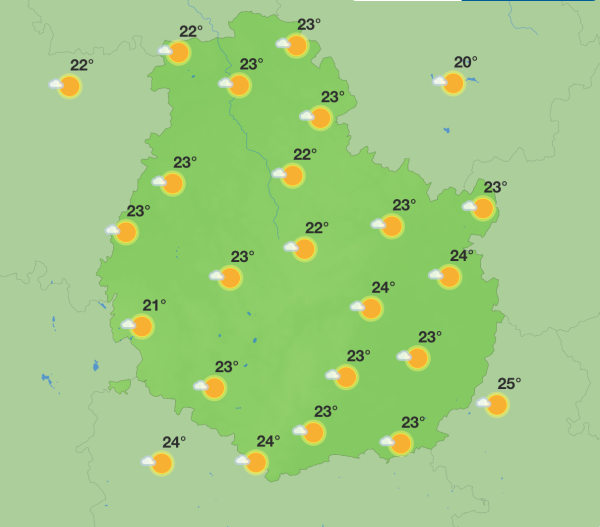 Météo en Côte-d’Or – Une semaine largement ensoleillée et des températures jusqu’à 25°C