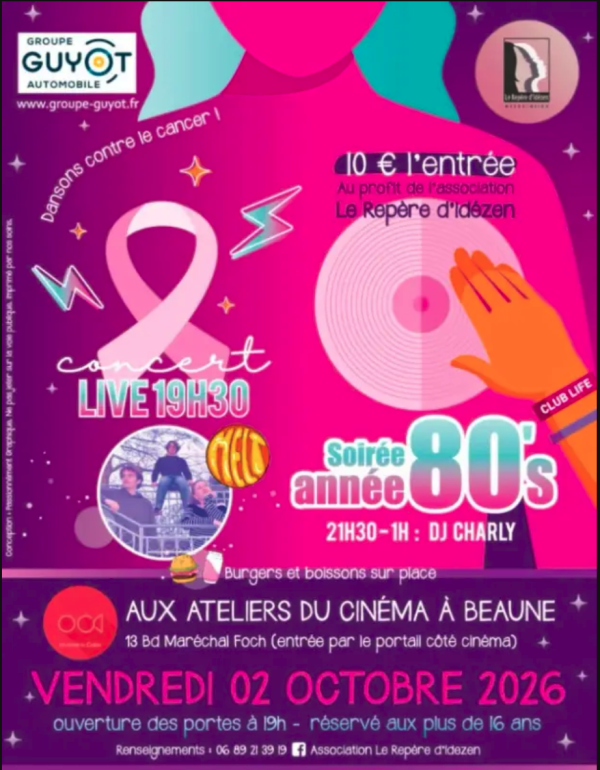 Beaune – Une soirée caritative aux couleurs d’Octobre Rose aux Ateliers du Cinéma