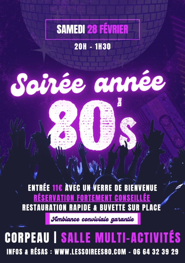Corpeau – Une grande soirée Années 80 pour faire la fête ce samedi