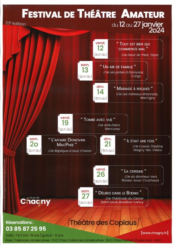 Chagny – Programme du 19 au 21 janvier du Festival de Théâtre Amateur 
