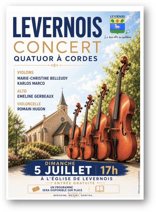 Levernois - Un quatuor à cordes en concert ce dimanche : de Mozart à Gainsbourg