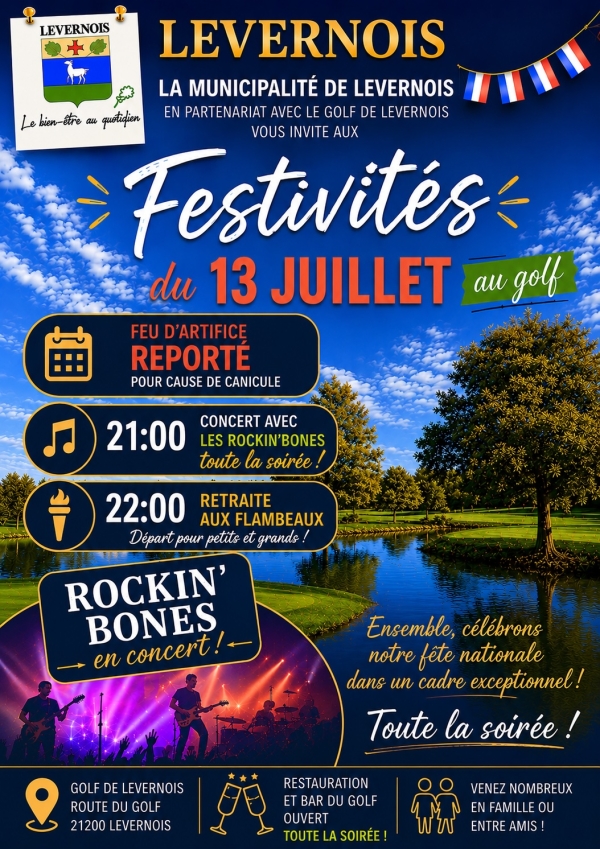 Levernois – Concert des Rockin' Bones et festivités maintenues, feu d'artifice reporté