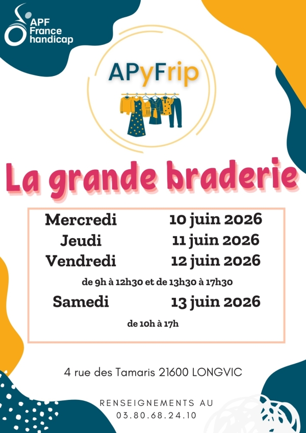 Longvic - Une grande braderie solidaire APF France handicap organisée le 13 juin