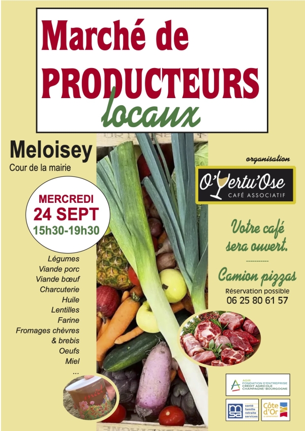 Marché associatif O Vertu’Ose : le rendez-vous gourmand de Meloisey le 24 septembre