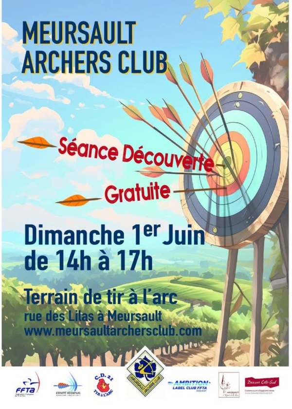 Meursault – Séance de découverte du tir à l’arc le dimanche 1er juin avec le Meursault Archers Club