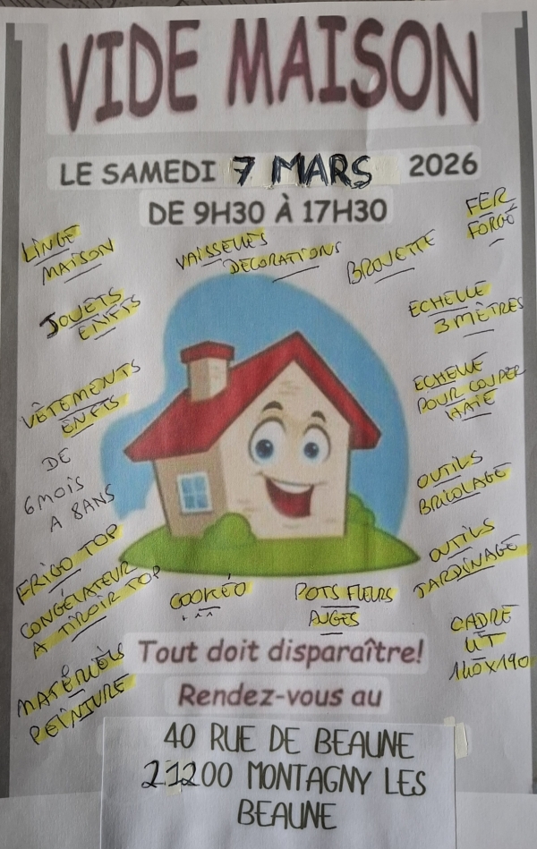 Montagny-lès-Beaune - Nouveau vide-maison samedi 7 mars